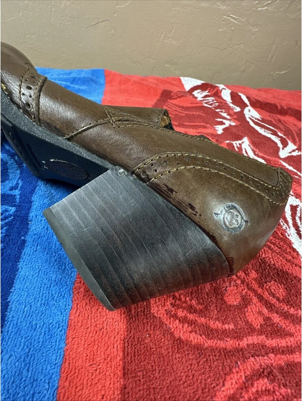 BORN Brown Leather Southwestern Cowboy Ankle Boots Mules Sz 8.5